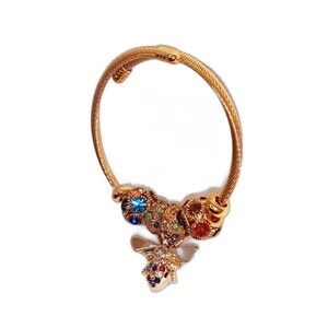 Multi Color Crystal Bee Charm Adjustable Bracelet